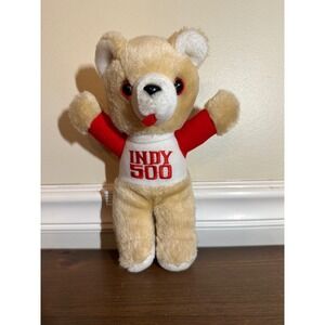 Vintage Indy 500 Plush Teddy Bear Indianapolis Motor Speedway Souvenir Racing